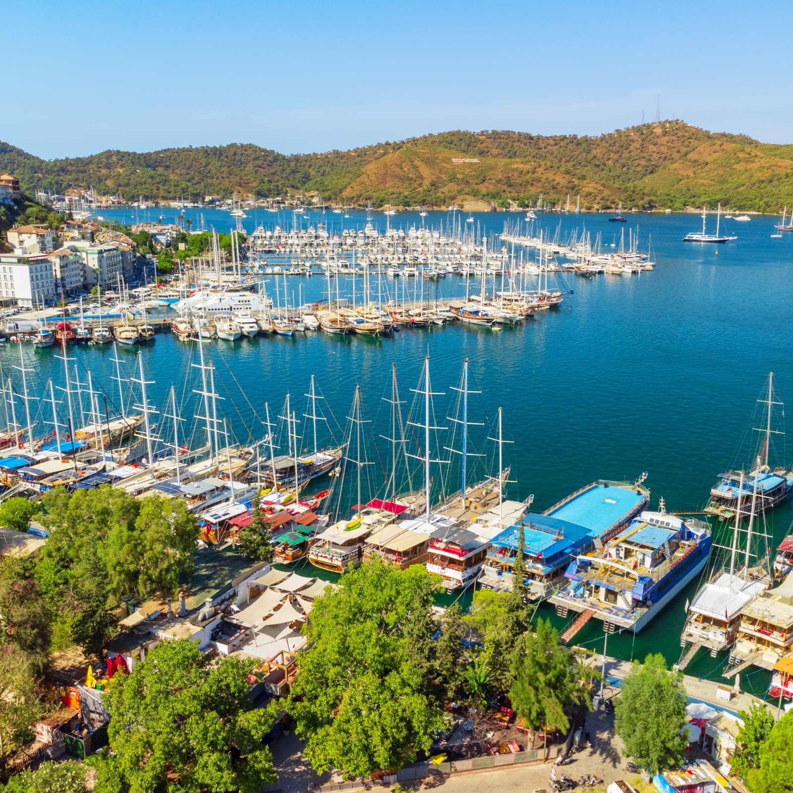 Aerial,View,Of,Fethiye,Marina,In,Turkey.,Fethiye,Is,A